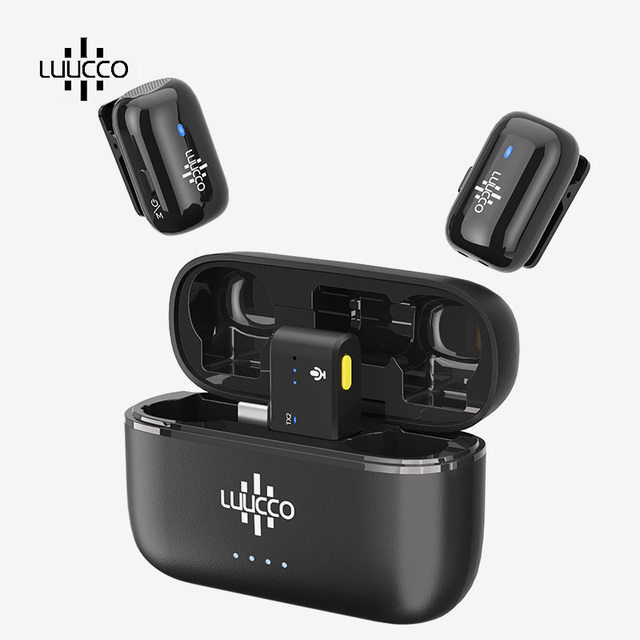 LUUCCO MiniPods Wireless Lavalier Microphone Omnidirectional >80dB SNR Noise Cancellation 12H Battery for Vlog Interview Live