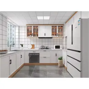 Küchenschränke eingebaut l-förmig china benutzerdefiniert günstige schränke fertig zum zusammenbauen luxuriös pvc moderne designs küchenschrank