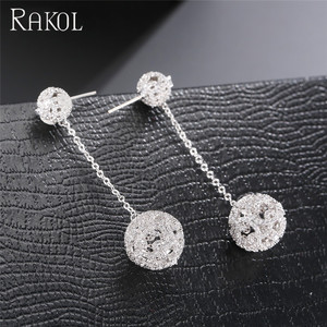 Pendientes de Aro Dobles Huecos con Incrustaciones de Circonita Cúbica de Lujo RAKOL EP595 - Product Image 3