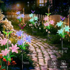 Solar Garden <b>Lights</b> <b>Led</b> Fiber Optic Lily Hummingbird Decorative Outdoor Lawn Yard <b>Light</b> Water Resistant Free Standing - Product Image 3