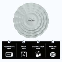 Sous-assiette festonnée en porcelaine fine, assiettes plates blanches à bord ondulé en forme de fleur