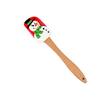 Spatule en silicone de Noël avec manche en bois, outil de cuisson résistant à la chaleur pour mélanger la crème et la pâte à gâteau