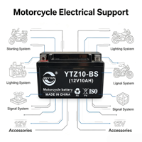 Batterie de moto AGM YTZ10-BS 12V 10Ah sans entretien, batterie au plomb-acide pour remplacement de moto