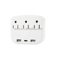 Chargeur mural américain 3 prises secteur avec 2 chargeurs USB et type C rallonge de prise murale avec sortie USB DC 5V 3.0A