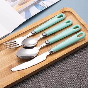 16 Piece thép không gỉ <span class=keywords><strong>Flatware</strong></span> Set với treo <span class=keywords><strong>Caddy</strong></span>, nhựa xử lý thiết lập dao kéo - Product Image 4