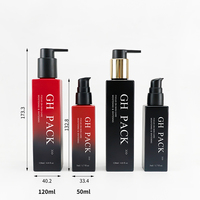 Bouteille en verre opaque dégradée de corps rectangulaire de 50ml 120ml avec bouchon de pompe pour l'emballage de shampooing de gel de lotion de soin de la peau sensible à la lumière