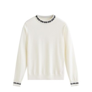 Pull en laine peignée à col rond pour <span class=keywords><strong>femme</strong></span>, décontracté, printemps-automne, personnalisé, 100 % laine peignée - Product Image 1
