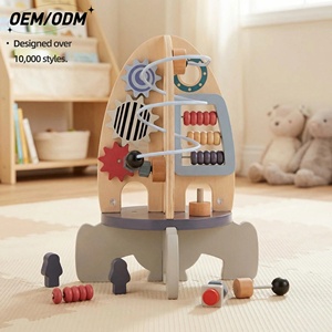 <span class=keywords><strong>Cubo</strong></span> de Actividades Montessori de Madera con Temática Espacial, Caja de Actividades Interactiva de TPR, Juguete Educativo para el Aprendizaje Temprano de los Niños, No Tóxico - Product Image 1