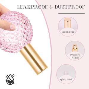 Flacon de parfum sphérique de luxe 100 ml, distributeur en verre avec pompe pulvérisatrice, rechargeable, rose, pour voyage - Product Image 3