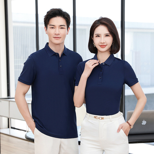 เสื้อโปโลแขนสั้นสีพื้นสำหรับผู้ชาย ผ้าฝ้ายถัก ระบายอากาศได้ดี ทรงปกติ ดีไซน์ติดกระดุม - Product Image 1