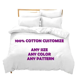 De gros lit coton famille-Parure de lit en pur coton, avec impression numérique personnalisée, housse de couette, pour la maison, vente en gros,