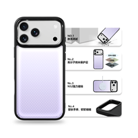 Coque de téléphone AG Feeling Black Edge avec motif à pois violet clair doré pour iPhone 17, 17 Pro Max, 16 Pro, 15 – Coque magnétique