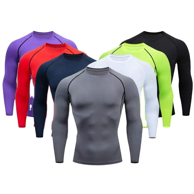 Ropa de gimnasio Camiseta de entrenamiento deportivo de baloncesto para correr de manga larga Medias Camisetas de compresión de secado rápido de alta elasticidad