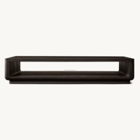 Table basse rectangulaire en bois massif avec niche de rangement ouverte, table centrale de luxe pour salons élégants