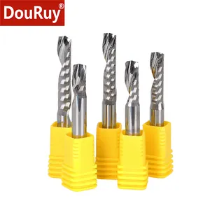 DouRuy 3A Single Flute Carbide Spiral End Mill Milling Cutter Cutting Tools For PVC Plastic Wood Aluminum Composite Board