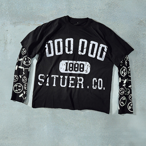 TKAN133 vente en gros Hip Hop mode Streetwear Patchwork couches à manches longues 100% coton surdimensionné écologique hommes personnalisé - Product Image 1