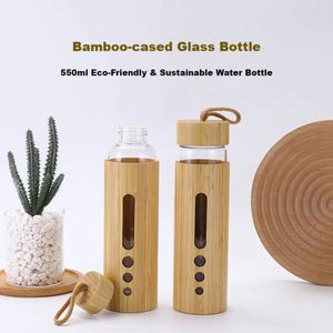 Sustainable 34oz Custom Logo Glass Water Bottles Bamboo Lid Carry Handle for Conference and School Events - Product Image 5
