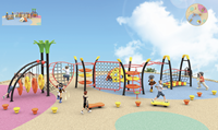 Système de parc d'aventure multi-activités avec toboggan extérieur robuste en PE/plastique/métal 780x830x480cm pour entraînement en extérieur