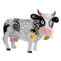 ソーラーレジンメタルデイジーカウウォームホワイトカラーチェンジホロー刻まれた乳牛ランプ屋外芝生ガーデン装飾装飾用