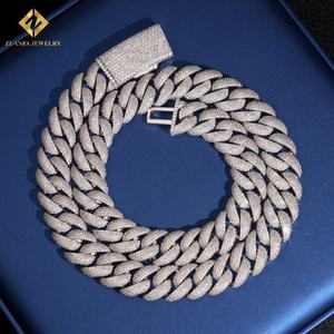 สินค้าใหม่ห่วงโซ่16มม. VVS Moissanite แนวคิวบาสร้อยเงินสเตอลิง925ห่วงโซ่ฮิปฮอปเพชร - Product Image 6