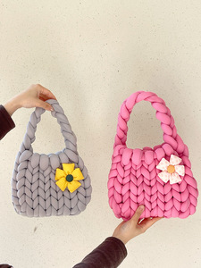 Sac en laine tricoté à la main pour femmes bricolage matériel épais en laine islandaise fermeture ouverte sac au Crochet fait à la main - Product Image 4
