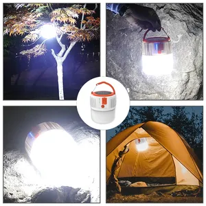 Lámpara Led de Camping alimentada por energía Solar, impermeable, 2400mAh, portátil, recargable, 10w, luces solares para exteriores