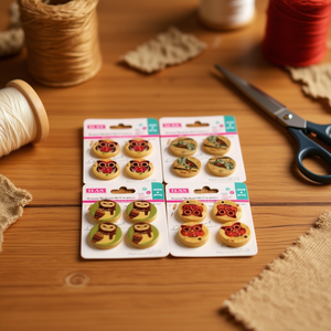 Ilan Bottone Decorativo in Legno 30mm Design Gufo Forniture per Artigianato - Product Image 2