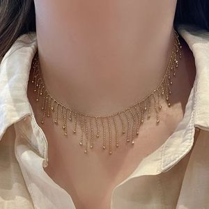 Collier ras du cou Xinfly en or véritable 18 carats, bijoux de mode avec artisanat en dentelle, environ 4 grammes, longueur 40+5 cm, chaînes fines - Product Image 1