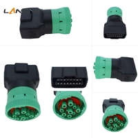 Juego de 5 conectores adaptadores de diagnóstico J1939 de 9 pines macho a OBD2 de 16 pines hembra