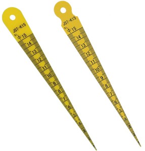 เกจวัดรูพลาสติก PVC แบบเรียว 1-15 มม. ความแม่นยำ 0.01 มม. ความหนา 2 มม. ไม้บรรทัดสีเหลือง รุ่น JST-K15 - Product Image 2