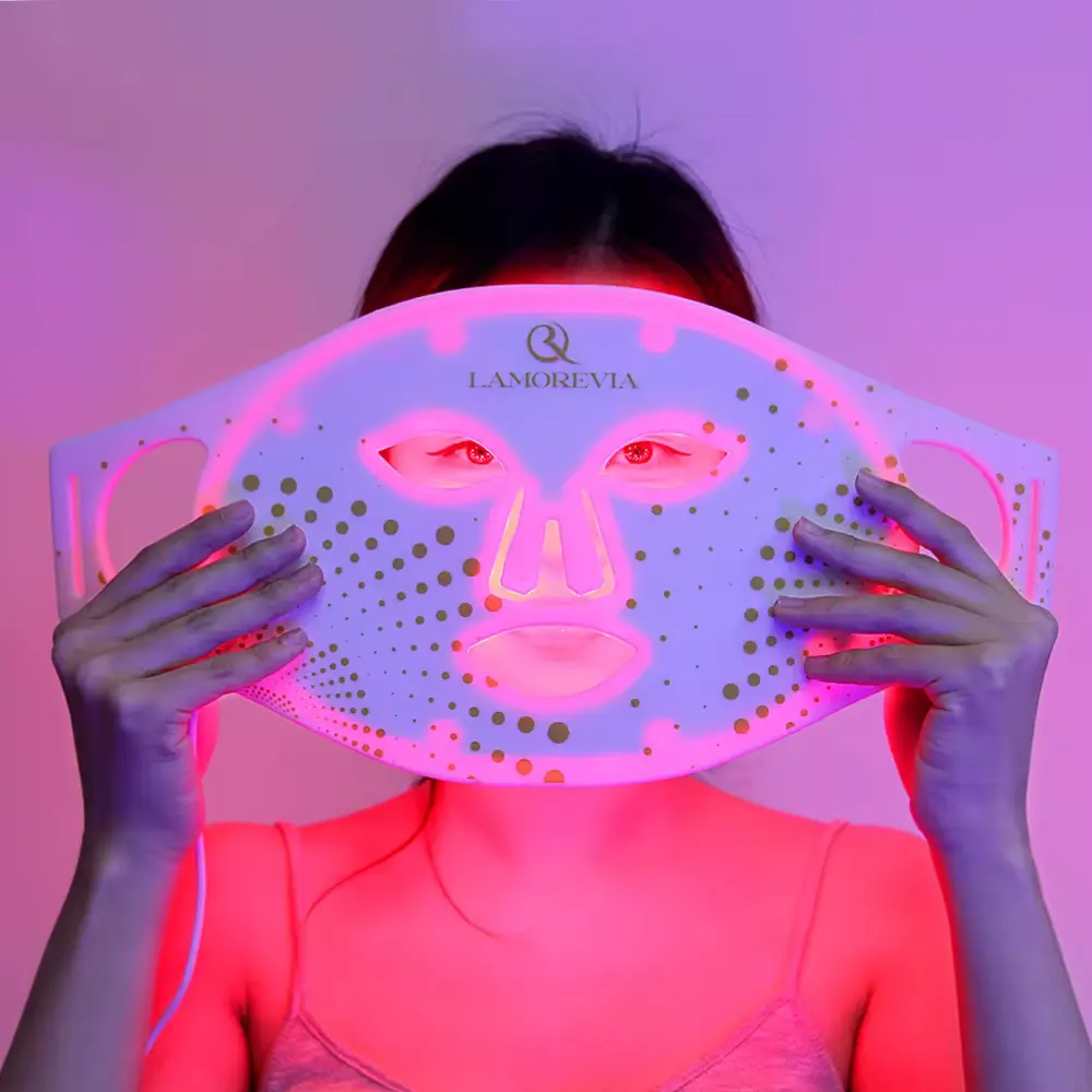 Красивое домашнее средство для ухода за лицом, светотерапия, силиконовое светодиодное устройство для лица, красные отбеливающие маски против морщин для шеи, маска для рук