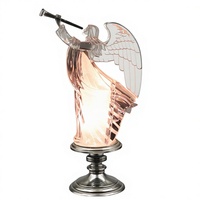Figurine d'ange en acrylique LED avec colombe et paillettes tournoyantes, décoration de table de Noël