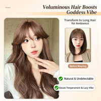 Perruque de 26 pouces pour fille, couleur champagne thé au lait, synthétique, longue et bouclée, effet ondulé, couvre-tête complet, ligne de cheveux naturelle
