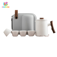 Ensemble de thé Kung Fu en céramique artisanal portable tendance pour les voyages, les entreprises et les cadeaux, 7 pièces/ensemble