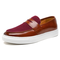 Mocassins Penny pour hommes en cuir microfibre, style mode rétro, à enfiler, chaussures de skate et baskets à talon plat