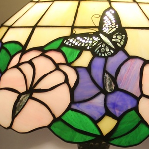 Longhuijing Tiffany 12Inch Colored Glass pink Purple Lotus butterfly <b>Antique</b> Retro Lighting <b>Bedside</b> Living Room Bedroom - Product Image 5