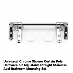 Kit de Herrajes Universal para Barra de Cortina de Ducha Cromada, Ajustable, Recto, de Acero Inoxidable, para Montaje en Baño - Product Image 3