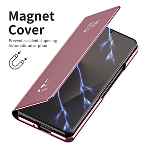 Funda de Lujo con Espejo Inteligente para <span class=keywords><strong>Samsung</strong></span> <span class=keywords><strong>Galaxy</strong></span> Z Fold 3 4 5 6 7 S24 S25 S26 Ultra, Antigolpes, de Cuero, con Soporte - Product Image 4