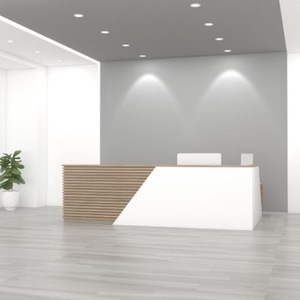 Comptoir de réception rond personnalisé au design moderne pour salon de coiffure, hôtel et hôpital, avec garantie de 10 ans, surface solide en marbre blanc - Product Image 3