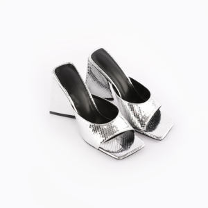 Sandalias cómodas de verano para mujer, con punta cuadrada, tacón de bloque, 10,5 cm, estampado de serpiente, PU, doradas y plat - Product Image 4