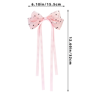 Molletta per capelli dolce ed elegante con fiocco a pois e accessorio in garza a rete si attacca alla parte posteriore della testa - Product Image 5