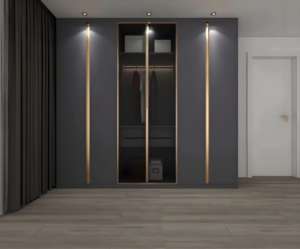 Conjunto de Muebles de Dormitorio de Madera para Guardarropa, Armario de Madera Maciza con Escritorio de Aluminio, Almacenamiento de Gran Espacio, Diseño Personalizado - Product Image 1