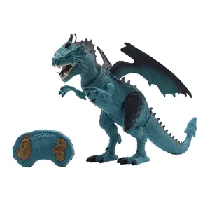 电子玩具龙龙带发光二极管发光咆哮和喷涂，逼真的霸王龙恐龙玩具
