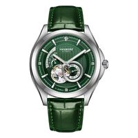 Montre automatique HANBORO MIYOTA en acier inoxydable unisexe, bracelet en cuir, cristal, pour affaires, formelle, quotidienne, bureau, haute qualité, aiguilles