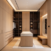 Dressing sur mesure de style japonais supérieur avec portes vitrées et éclairage LED pour la conception de villas et d'appartements de luxe