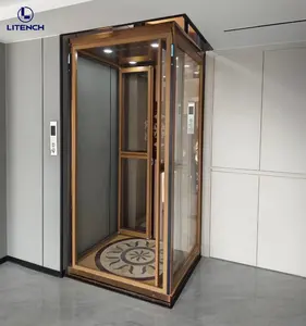 Disesuaikan ukuran besar kabin lift 2 lantai rumah pribadi lift kit rumah untuk 3-4 orang