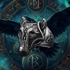 Serie de animales vikingos Anillo de acero inoxidable Retro Antiguo Logotipo de mitología vikinga Lobo Vintage para fiesta de boda o aniversario - Product Image 2
