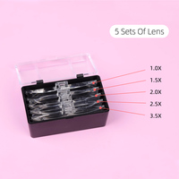 Headband Magnifier 5 Interchangeable Lens 2 LED Illuminated Rechargeable Suit for Eyelash Extensions or the People Working Close