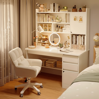 Bureau d'étude pour étudiants, bureau intégré avec étagère et bibliothèque, bureau d'ordinateur pour chambre à coucher, bureau multifonctionnel en MDF