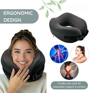 Oreiller de voyage ergonomique en mousse à mémoire de forme pour avion - Ensemble d'oreillers de vol respirants en maille avec boîte cadeau et masque pour les yeux OEM - Product Image 3